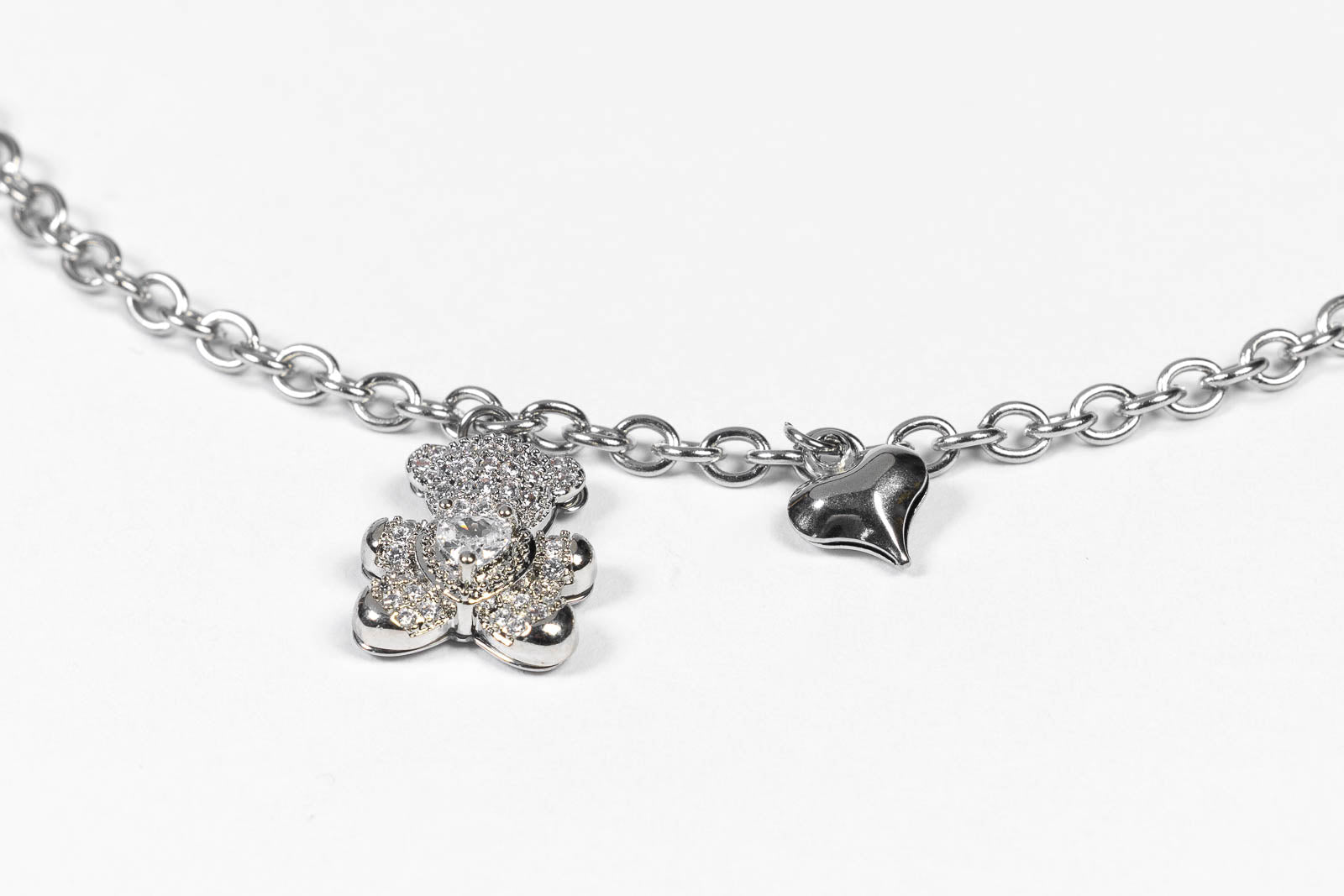 Braccialetto Orsetto di Luce - silver con Zirconi e Cuoricino