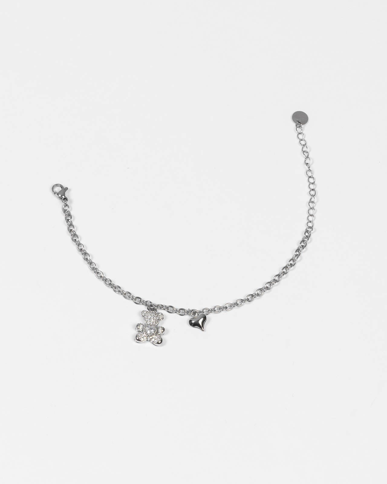 Braccialetto Orsetto di Luce - silver con Zirconi e Cuoricino