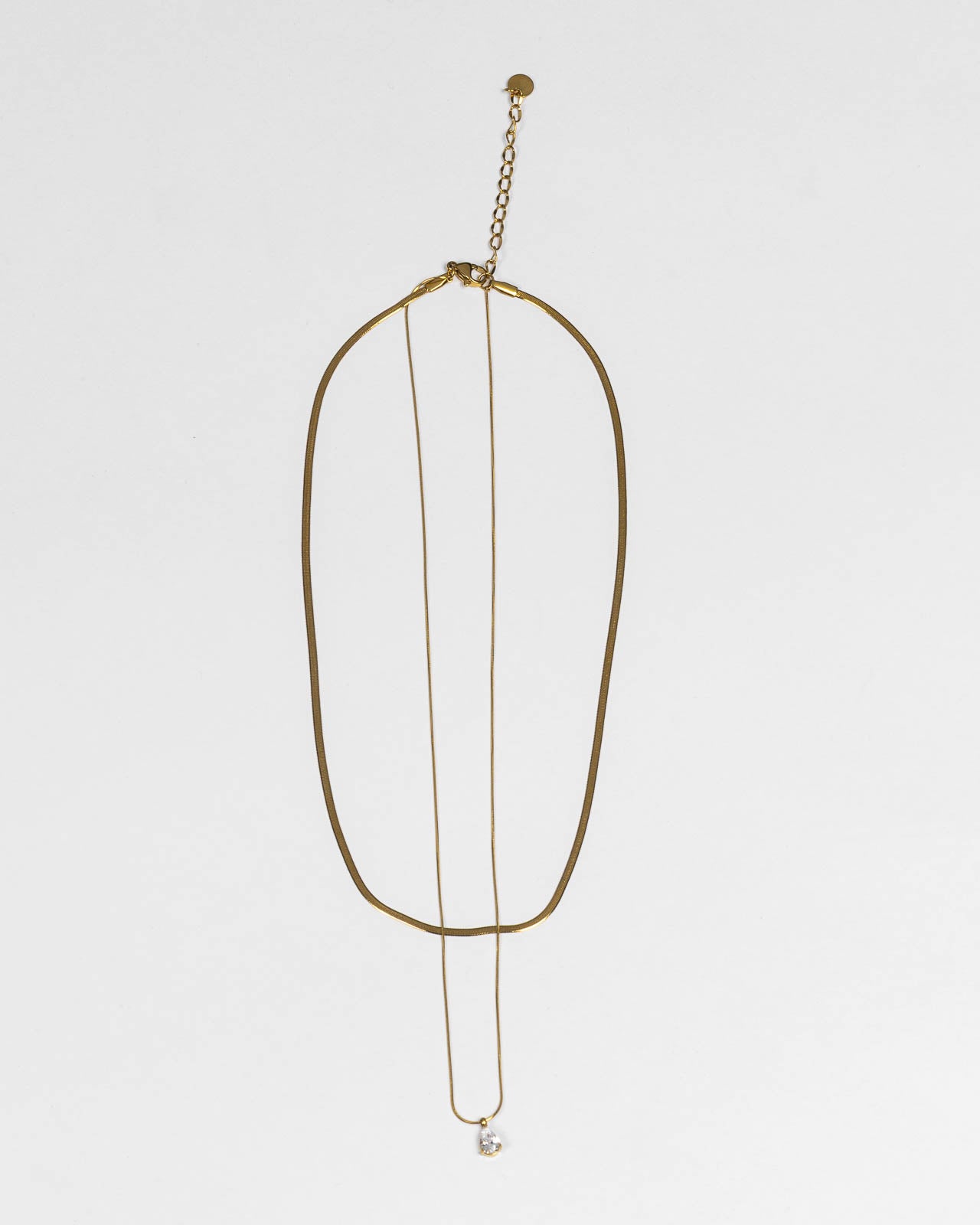 Collana doppia con cristallo a goccia