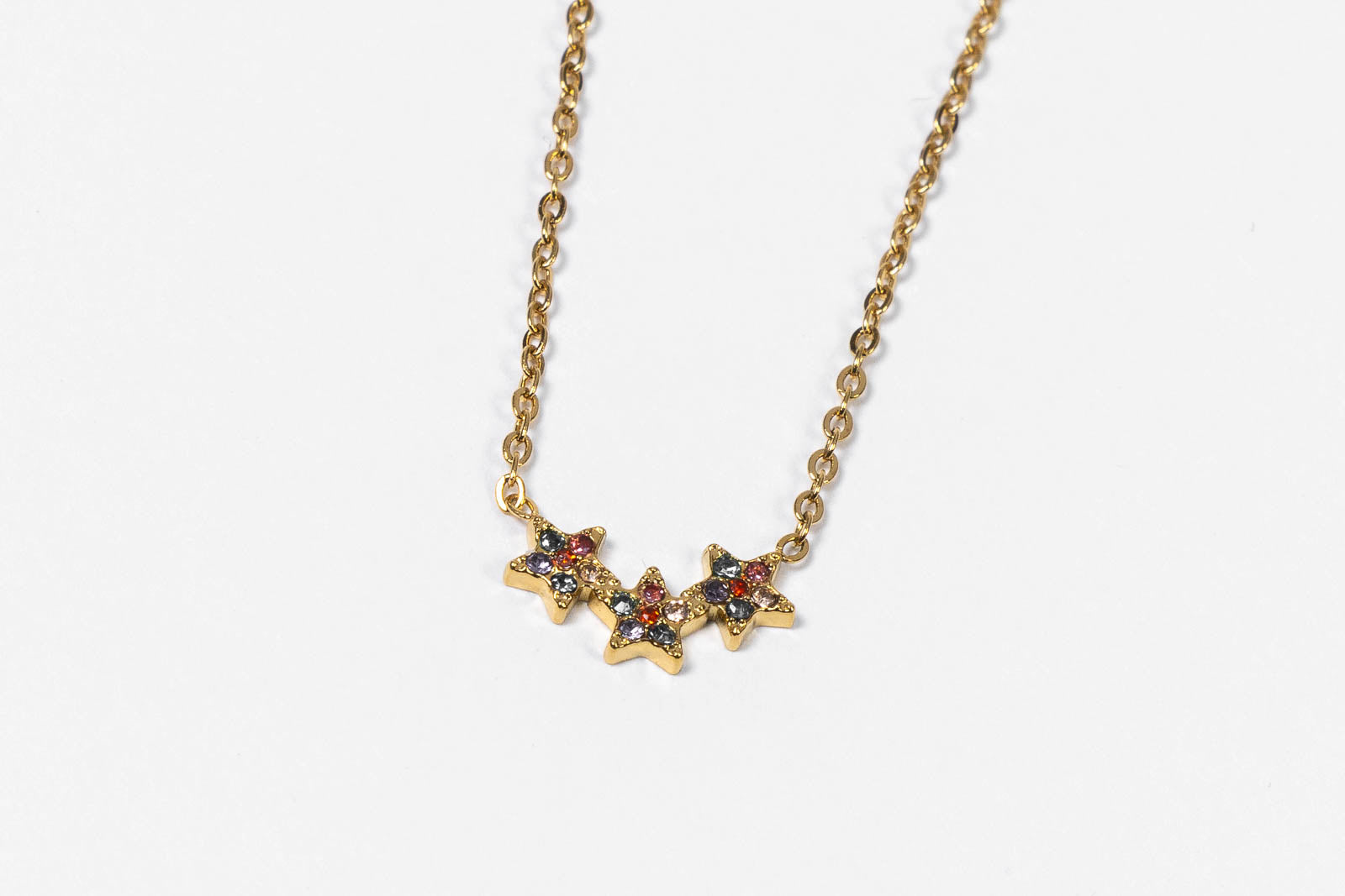 Collana Trilogia di Stelle con zirconi multicolor