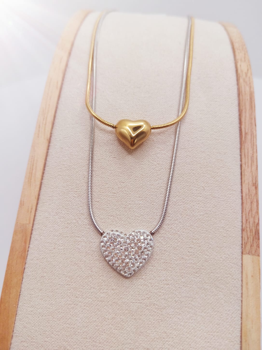 Collana Due Cuori Bicolori