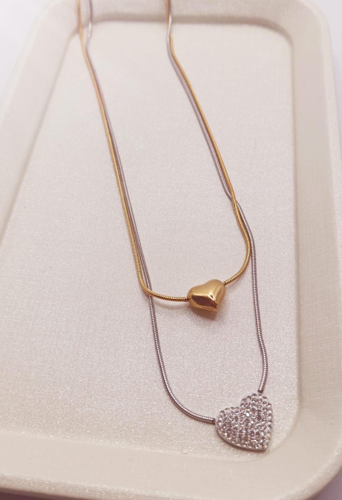 Collana Due Cuori Bicolori