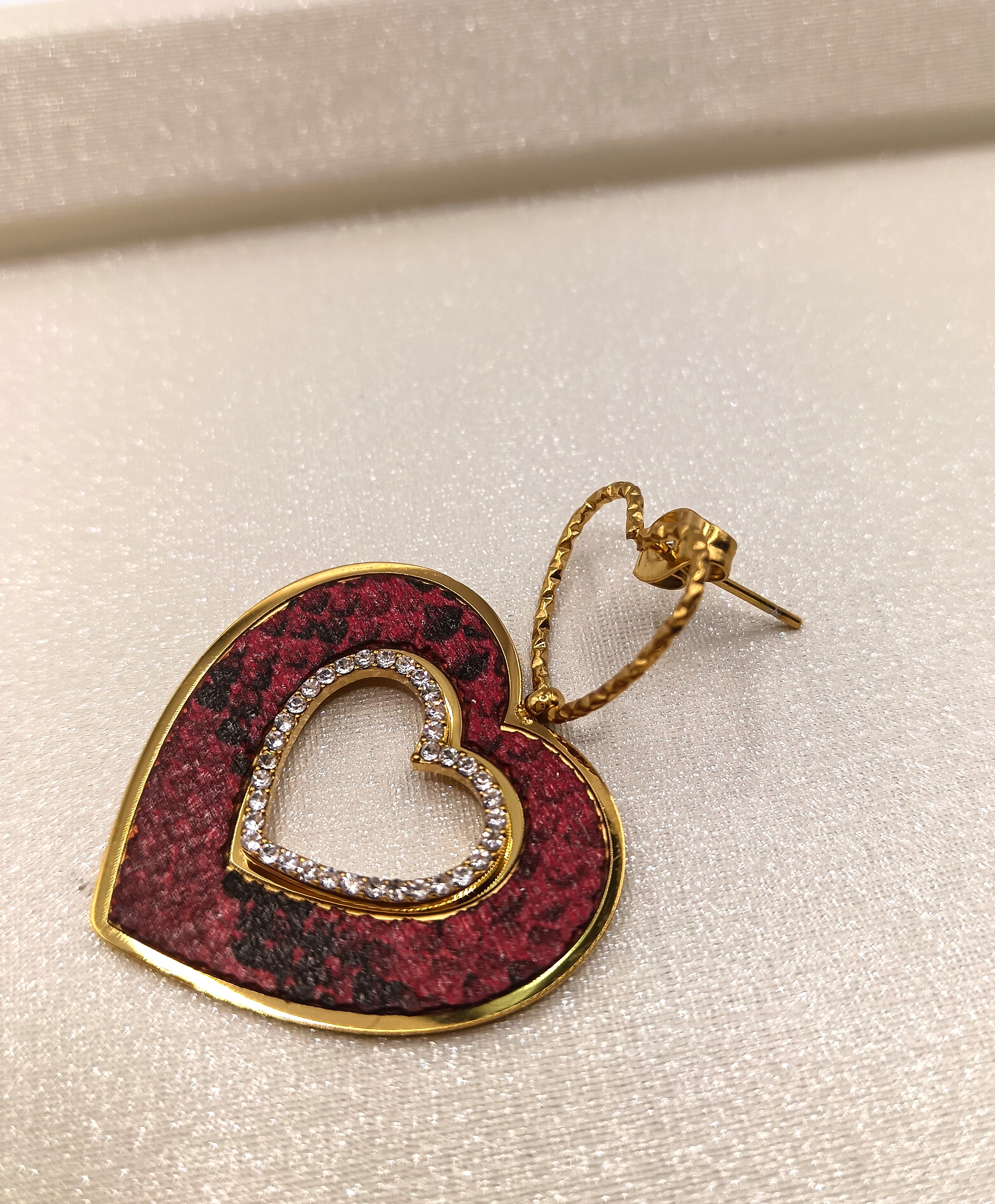 Orecchini Cuore Animalier con Zirconi
